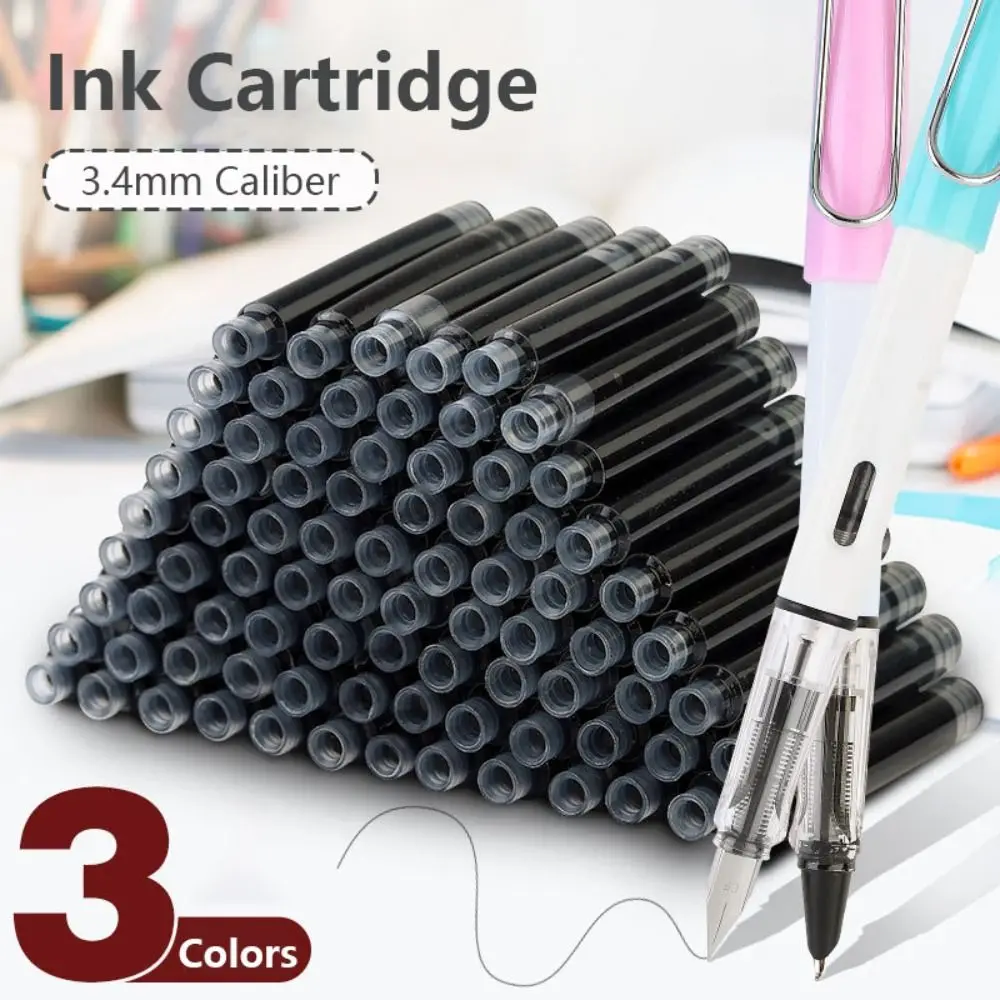 

10PCS/Set Simple 3.4mm Caliber Ink Cartridge Blue/Red/Black Simple Design Fountain Pen Refill Plastic Material Pen Ink Students