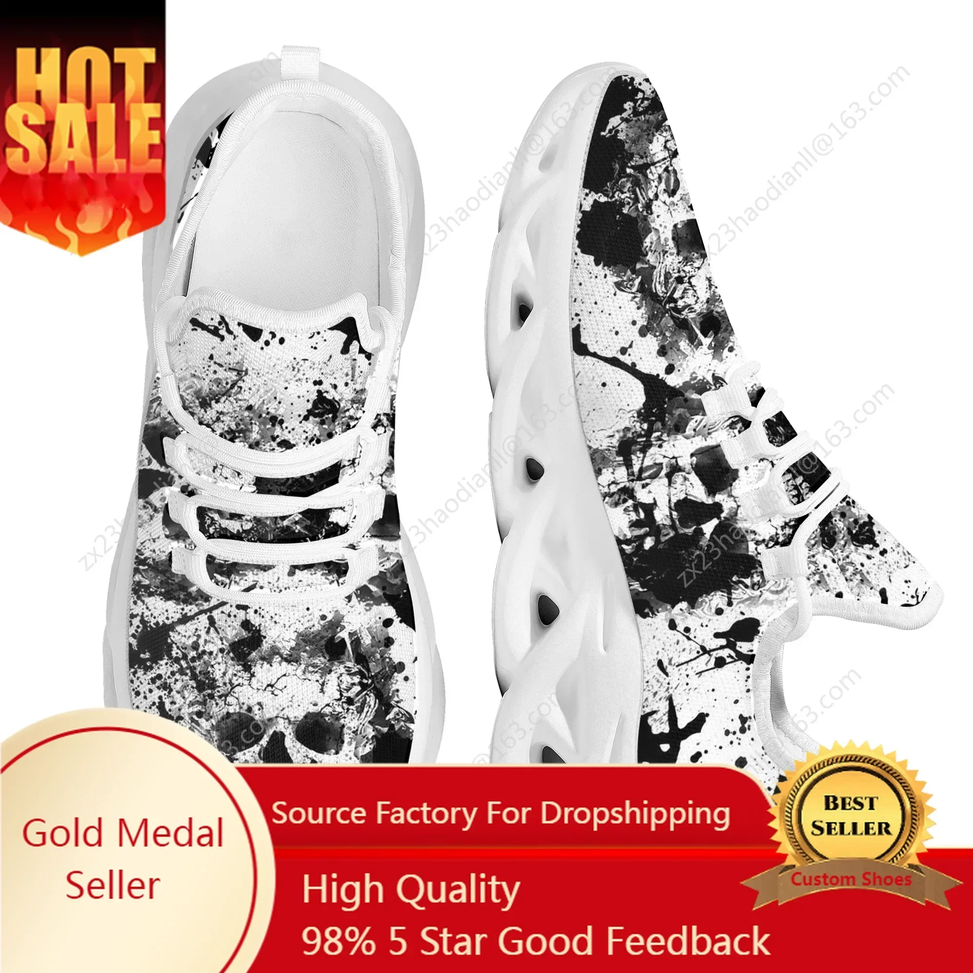 

Comfortable Casual Women Walking Shoes Skull Design Lace-Up Sneakers Elegant Breathable Soft Sole Vulcanized Shoes Female