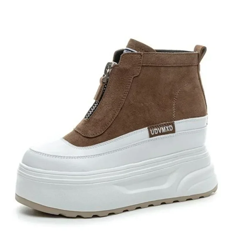 

10 см замшевые осенние ботильоны из коровьей кожи, мокасины, женские массивные кроссовки, ботинки, весенняя модная обувь