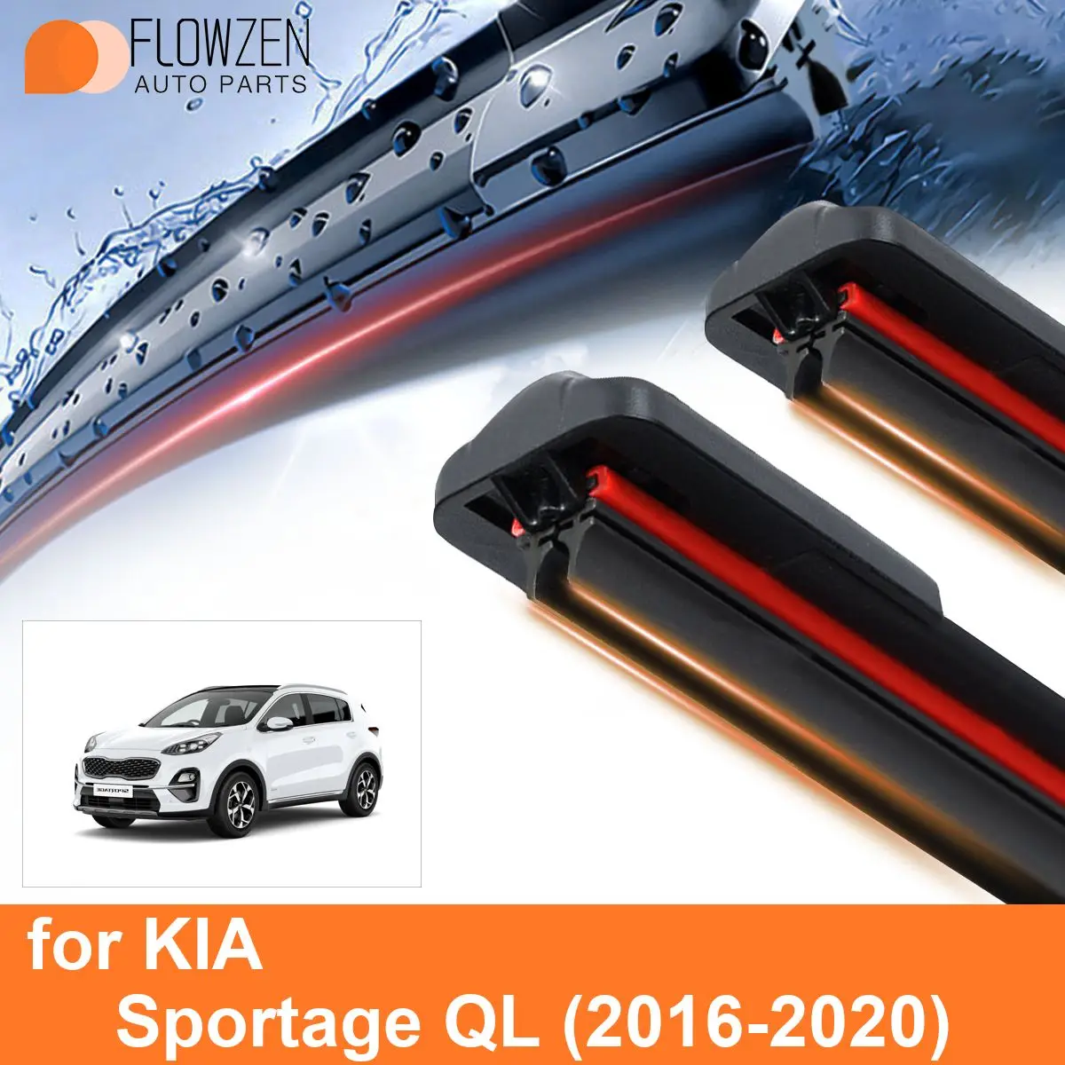 Car Windshield Wiper Blades for KIA Sportage QL Double Rubber Frameless Bracketless WipersSoft Accessories 2017 2018 2019 2020