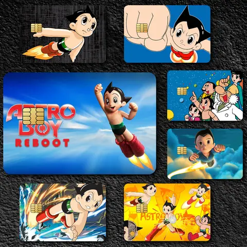 만화 A-Astro Boy 필름 스킨 커버 신용 카드 스티커 4PCS 직불 전면 장식 은행 버스 패스 방수
