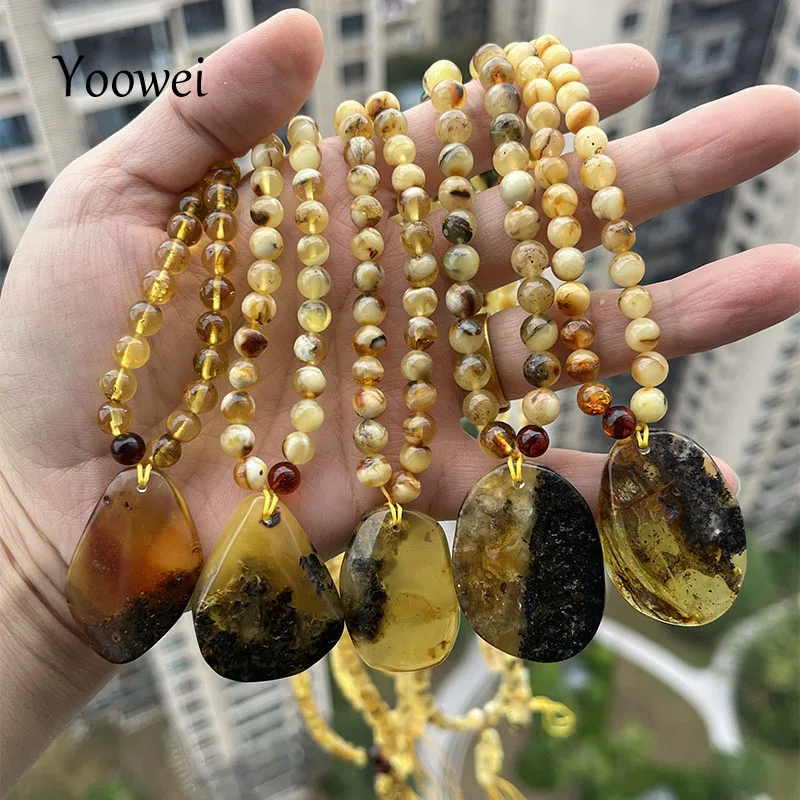 

6 мм настоящее янтарное ожерелье с подвеской в форме капли, подарок унисекс, 2026, новые уникальные круглые бусины из натурального балтийского амбар, 100% оригинальные ювелирные изделия
