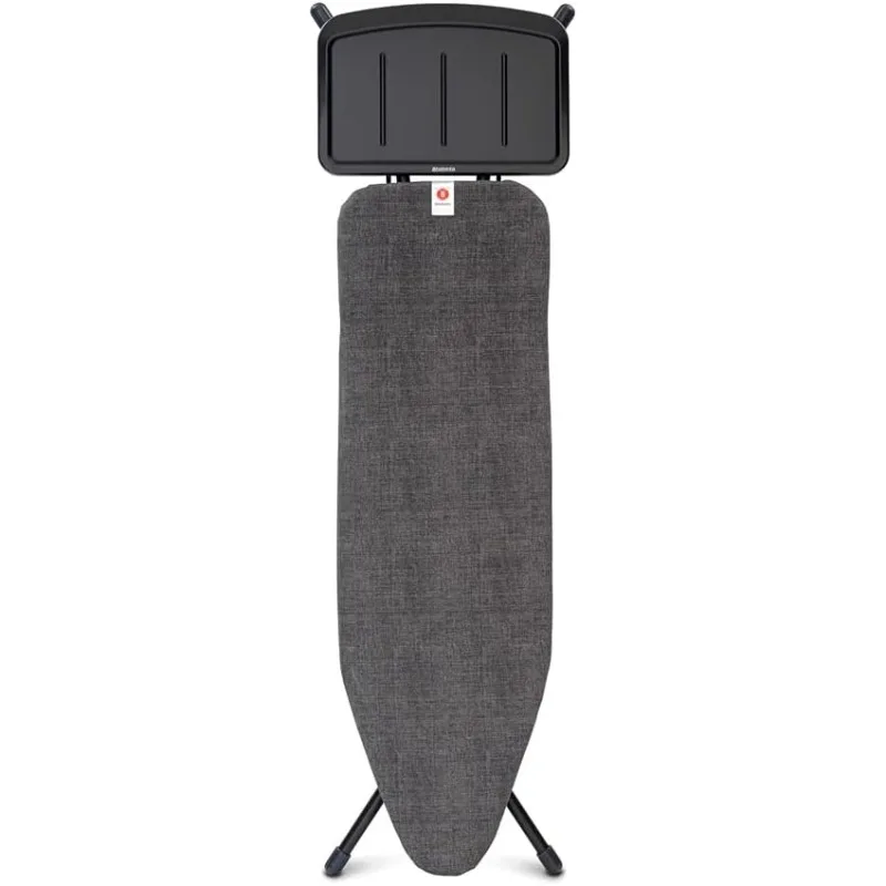 

Brabantia Size B Ironing Board (49x15 in) 7 Height Options, Solid Steam Unit Rest Holder (Denim Black) Non-Slip Feet