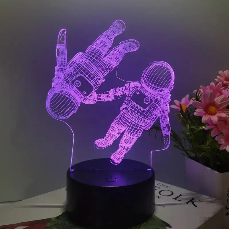 3D Night Light Astronaut USB Atmosphere Lamp Room Decoration camera da letto comodino Atmosphere Night Light Holiday Night Light Friends