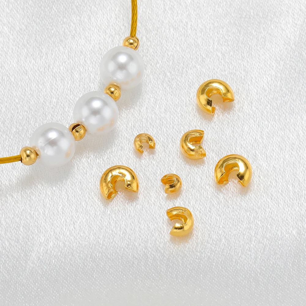 50pcs Stainless Steel Gold Color Moon Beads for DIY Jewelry Necklace Bracelet Charms Supplies Findings Accessories Making Crafts