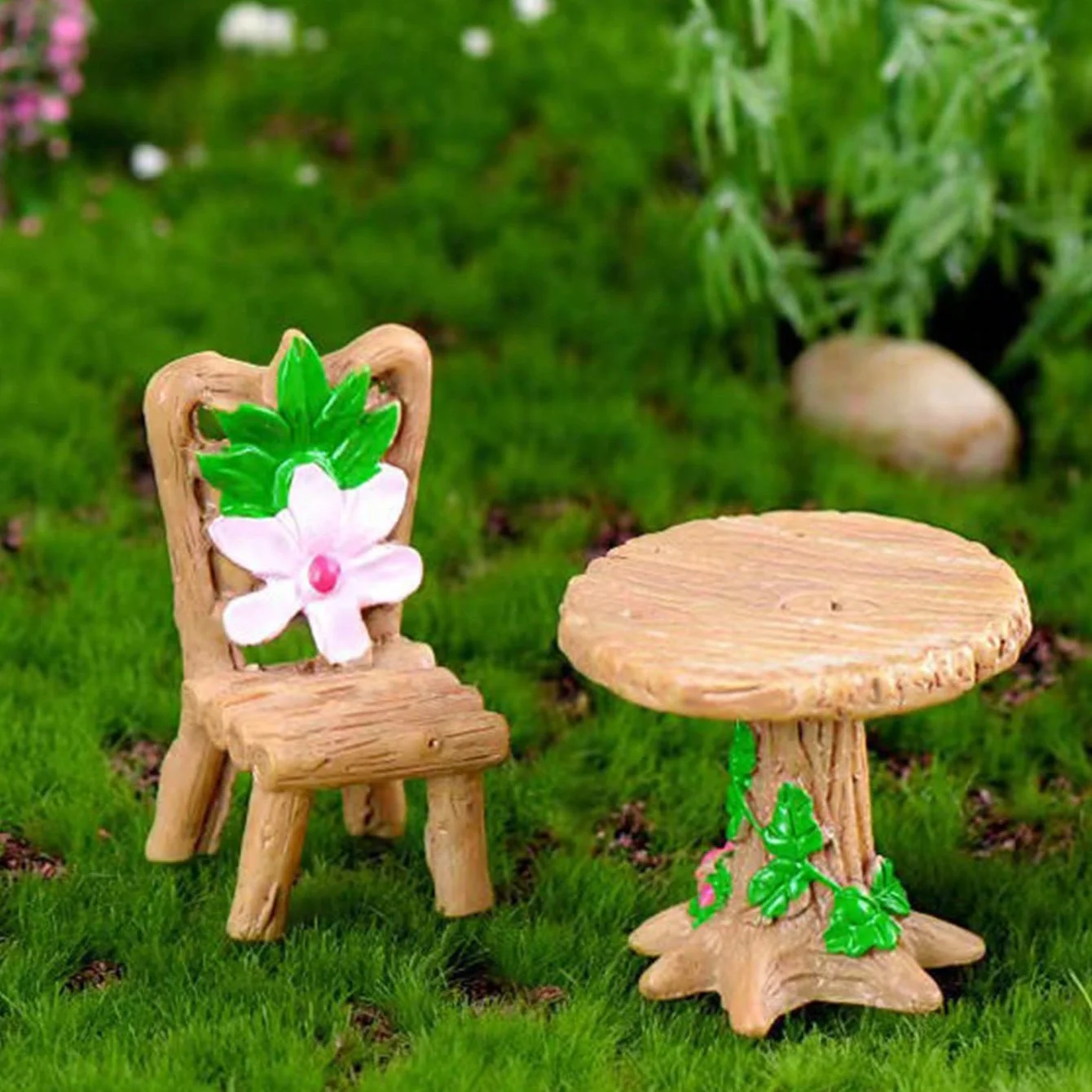 3pcs Miniature Table and Chair Set, Suitable for Toy Houses, Micro Landscapes and Art Decorations, Fairy Garden Accessories
