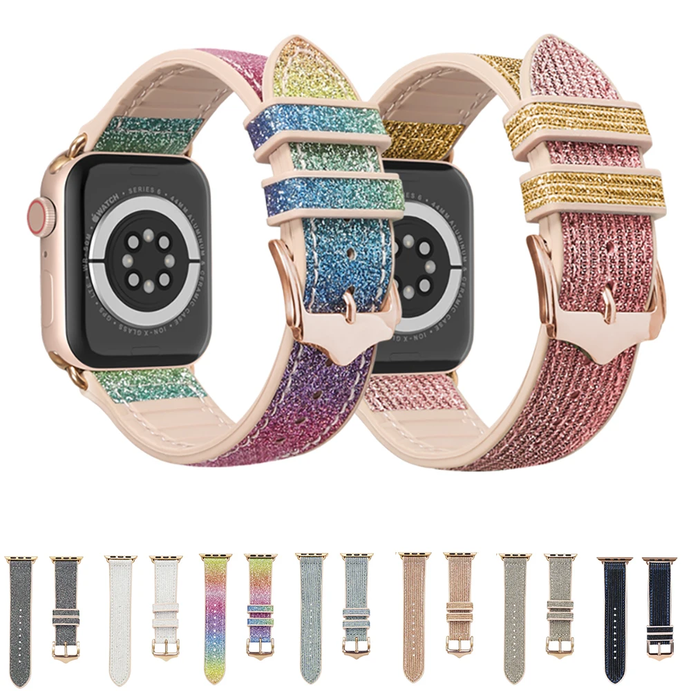 Silikon-Glitzer-Chamäleon-Band für Apple Watch-Armband Ultra 49 mm 44 mm 40 mm 46 mm 42 mm 45 mm Armband für iWatch SE 11 10 9 8 7 6 5