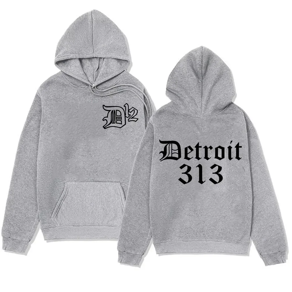 D12 Band Rapper Eminem Hoodie Detroit Michigan 313 Print Hoodies Men Women Hip Hop Vintage Style Sweatshirt Oversized Streetwear