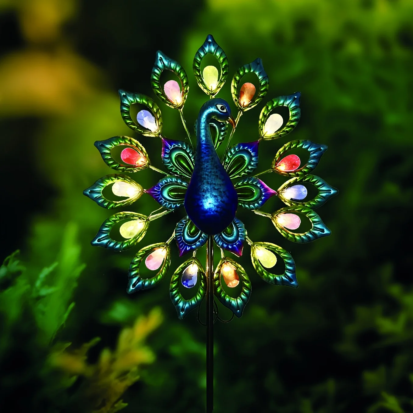 1pc Peacock Color Solar Light, Suitable For Garden, Courtyard, Lawn, Doorway, Pond, Balcony