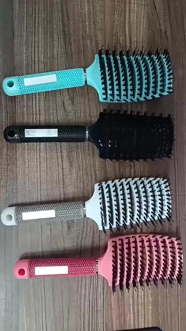2 pezzi barbiere parrucchiere Styling bagnato asciutto setole di cinghiale spazzole per capelli ricci bagnati e asciutti massaggio districante spazzola di sfiato curva