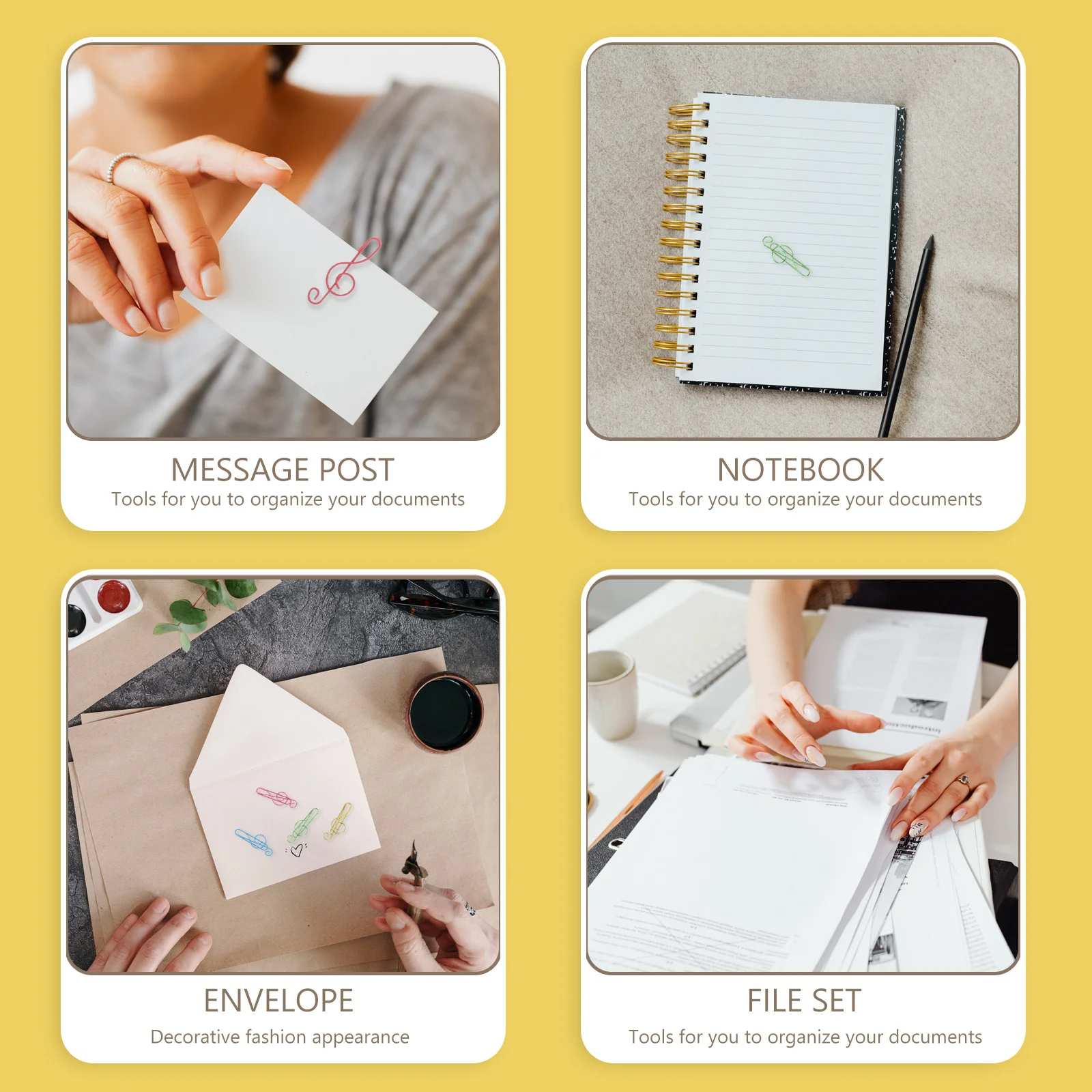 Clips de papel para notas musicales, soportes decorativos creativos para libros, documentos, planificadores, suministros de papelería divertidos y elegantes, 200 Uds.