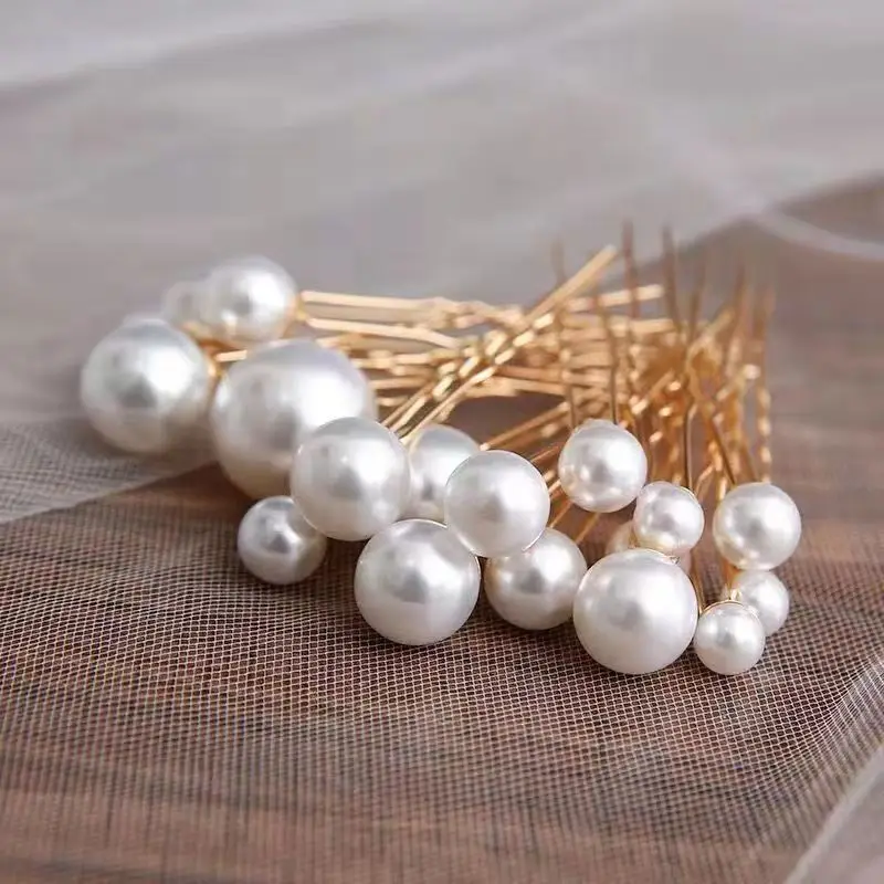 Women U-shaped Pin Metal Barrette Clip Hairpins Simulated Pearl Bridal Tiara Hair Accessories Wedding Hairstyle Design Tools