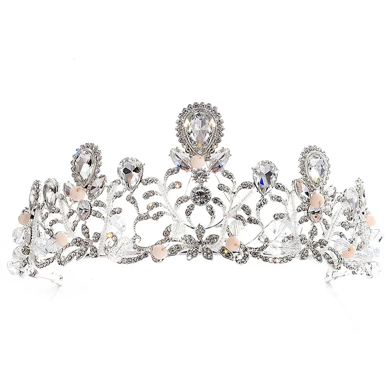 

Luxury Wedding Hair Accessories For Bride Metal Rhinestone Tiara Crowns Charming Women Party Floral Hair Jewelry TEN