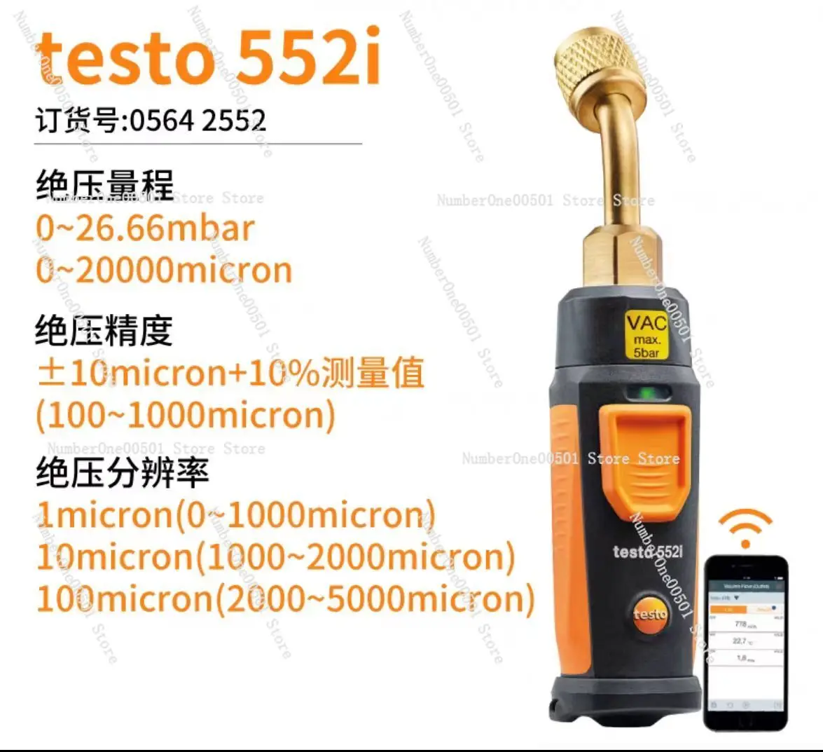 Digital Vacuum Gauge Testo 552i Smartphone App Controlled Wireless Air Conditioning Refrigeration Systems Vacuum Probe Testo 552