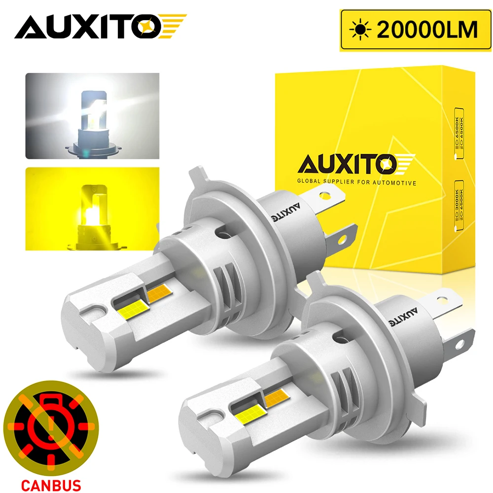

AUXITO 2 шт. 20000LM H4 Светодиодные фары Canbus дальнего и ближнего света HB2 9003 Светодиодные противотуманные фары Dualvision Белый Желтый H4 Противотуманные фары