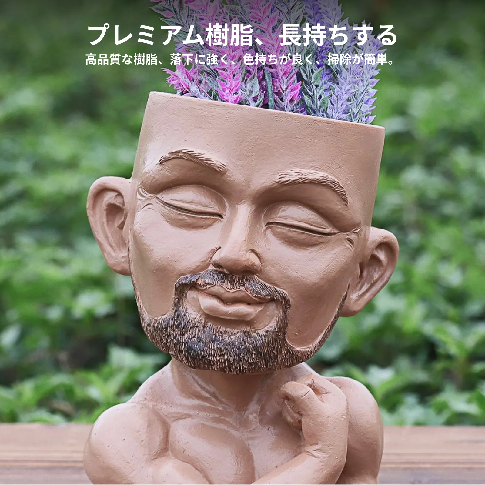 Decorative Resin Planter Pot Funny Human Face Flower Pot with Drain Hole for Indoor Outdoor Creative Collectible Decor