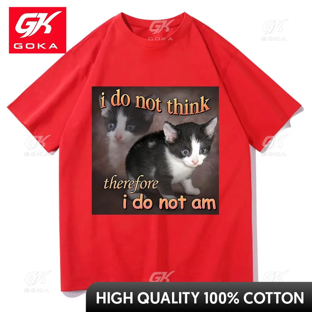 لا أعتقد لذلك لا أستطيع القط ميمي القطن تي شيرت مضحك الرجال Harajuku خمر الجرافيك تي شيرت للجنسين تي شيرت الملابس