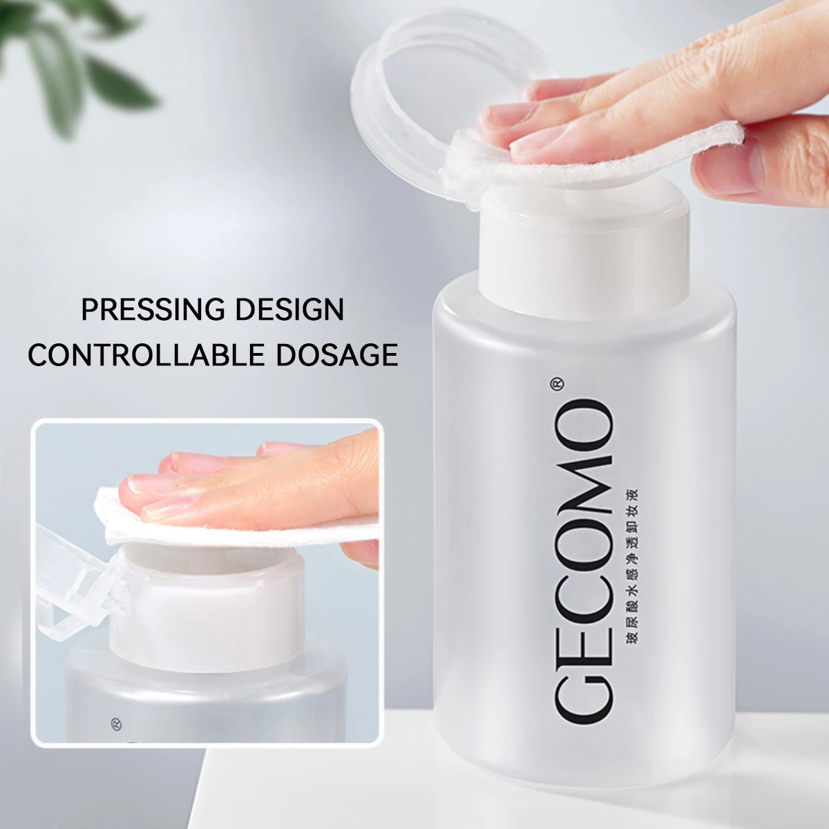 GECOMO Hyaluronic acid makeup remover-3-in-1 Eye, Lip, and Face Cleanser，Gentle, Suitable for Sensitive Skin, Pump Bottle