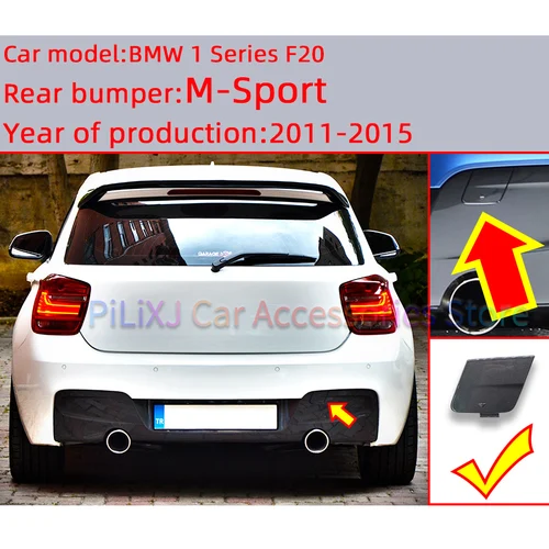 Imagen 2 del producto Para BMW 1 F20 m-sport 2011 2012 2013 2014 2015 gancho de remolque de parachoques trasero delantero cubierta de gancho de remolque carcasa 51118053828 51128053826