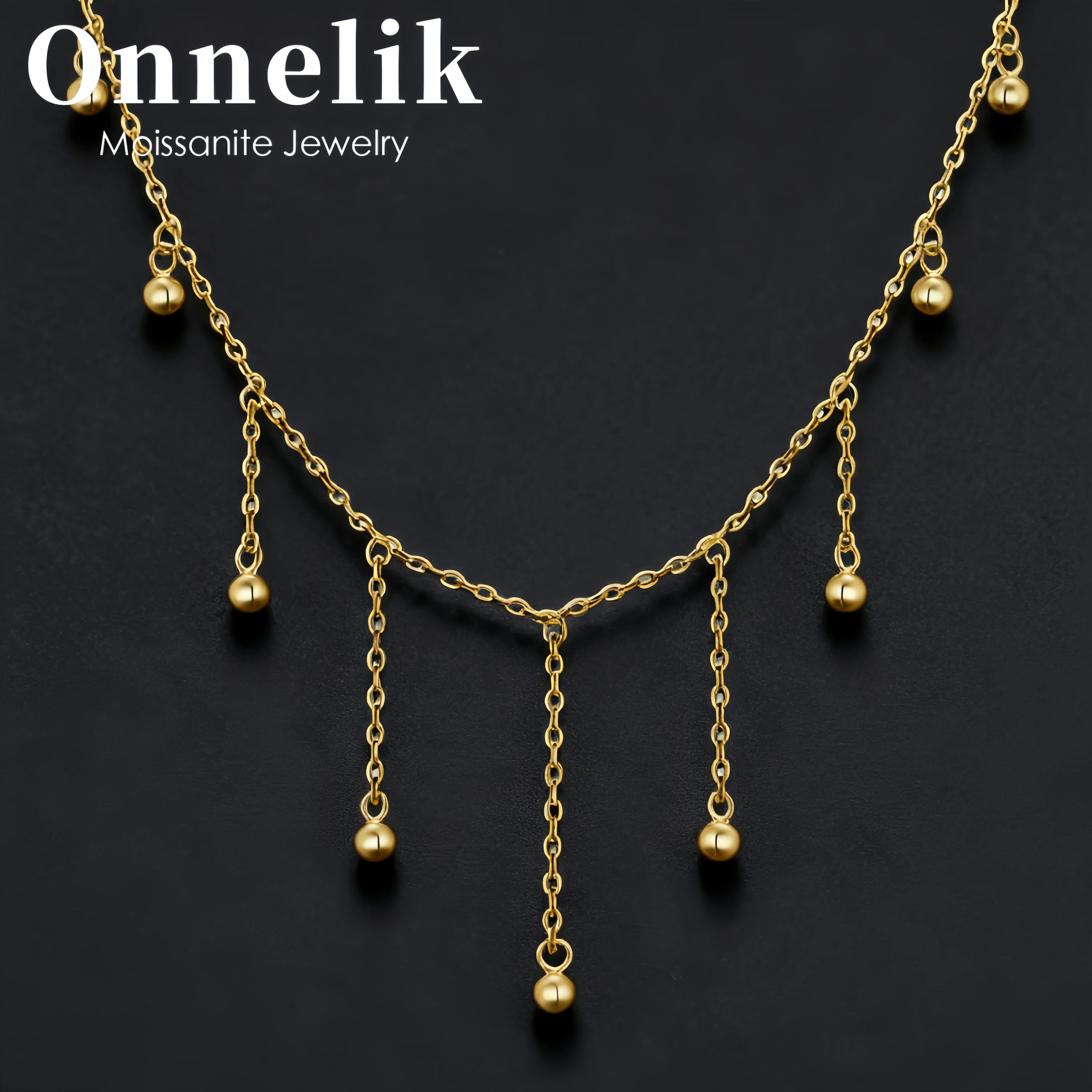 

Onnelik S925 Sterling Silver Beaded Fringe Necklace Elegant Layering Choker Chain for Women Birthday Party Anniversary Unique