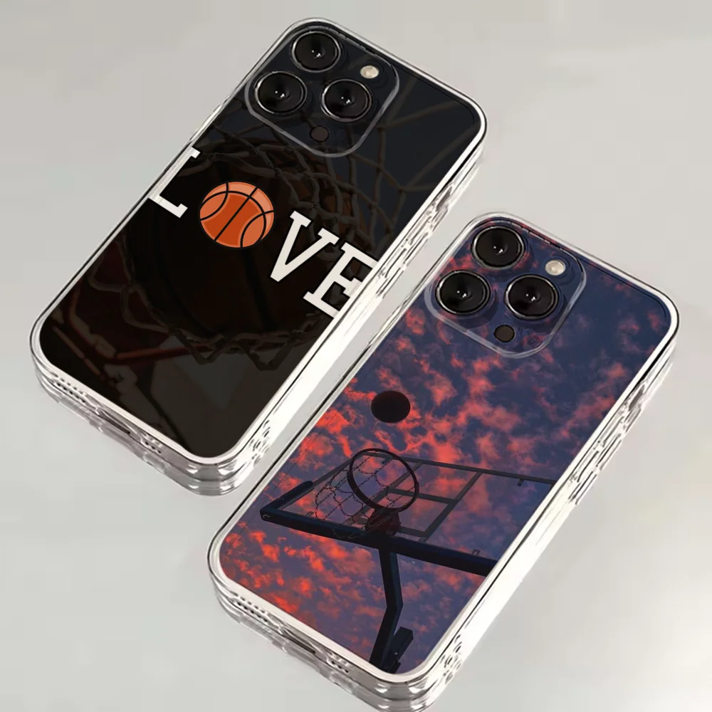 

basketball Phone Case For iPhone 16,15,14,13,12,11 Plus,Pro,Max,XR,XS,X,7,8 SE,Mini Transparent Silicone Soft