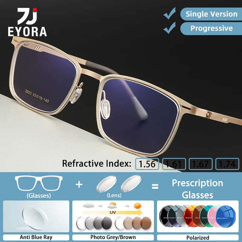

EYORA Vintage Ultralight Metal-TR90 Reading Glasses Myopia Eyewear Hyperopia Anti Blue Ray Progressive Photochromic Eyewear Lens