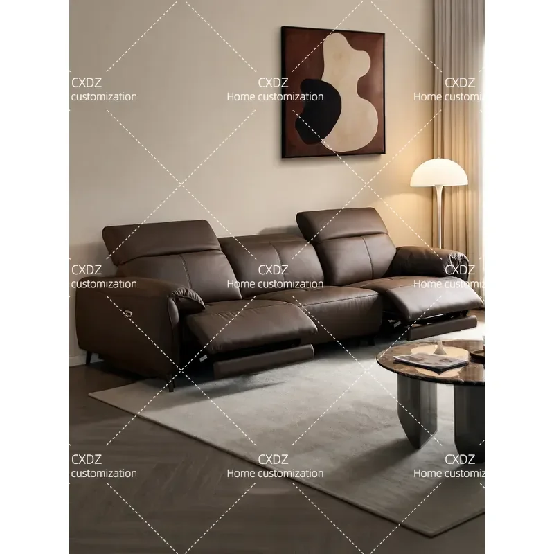 Electric Recliner Sofa Zero Clearance Wall Hugger Living Room Leather Couch Modern Light Luxury Motorized Furniture