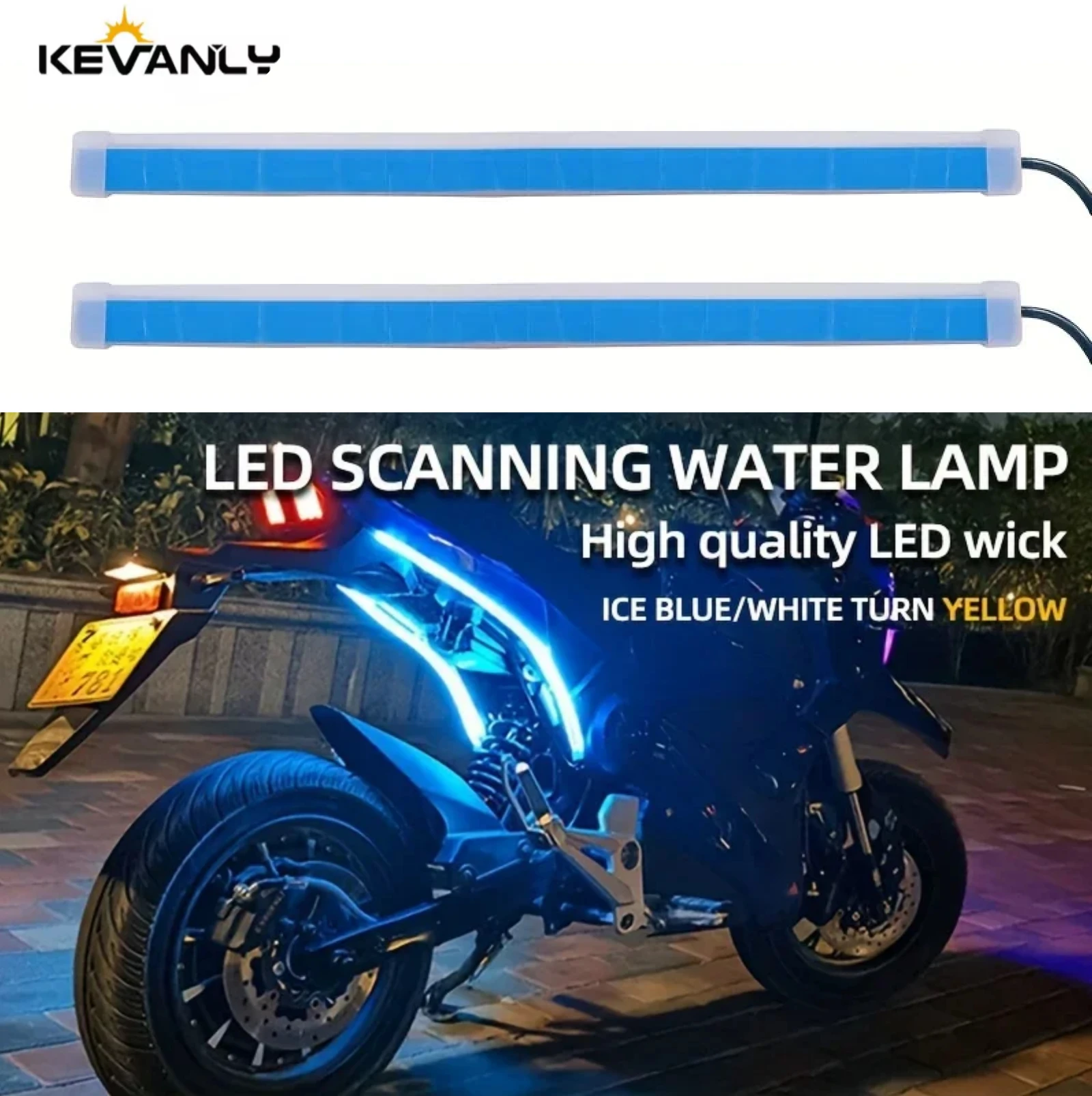 2Pcs Motorcycle Decoration Strip Motor Brake Flowing Light Turn Signal Lamp LED Daytime Running Lights Tail Light DRL Waterproof