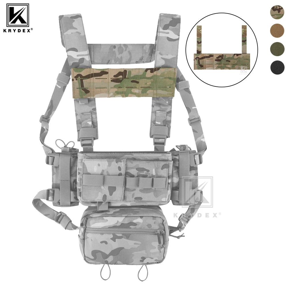 KRYDEX Tactical Chest Rig Front Chest Holder Bridge MOLLE Panel Phone Mount Platform for D3CR MK3 MK4 UW SOP Rigs Accessories