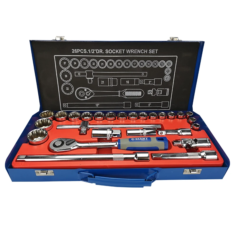 

26 Pcs Rotating Ratchet Wrench Hand Tool Set Rotating Ratchet Wrench Socket Set
