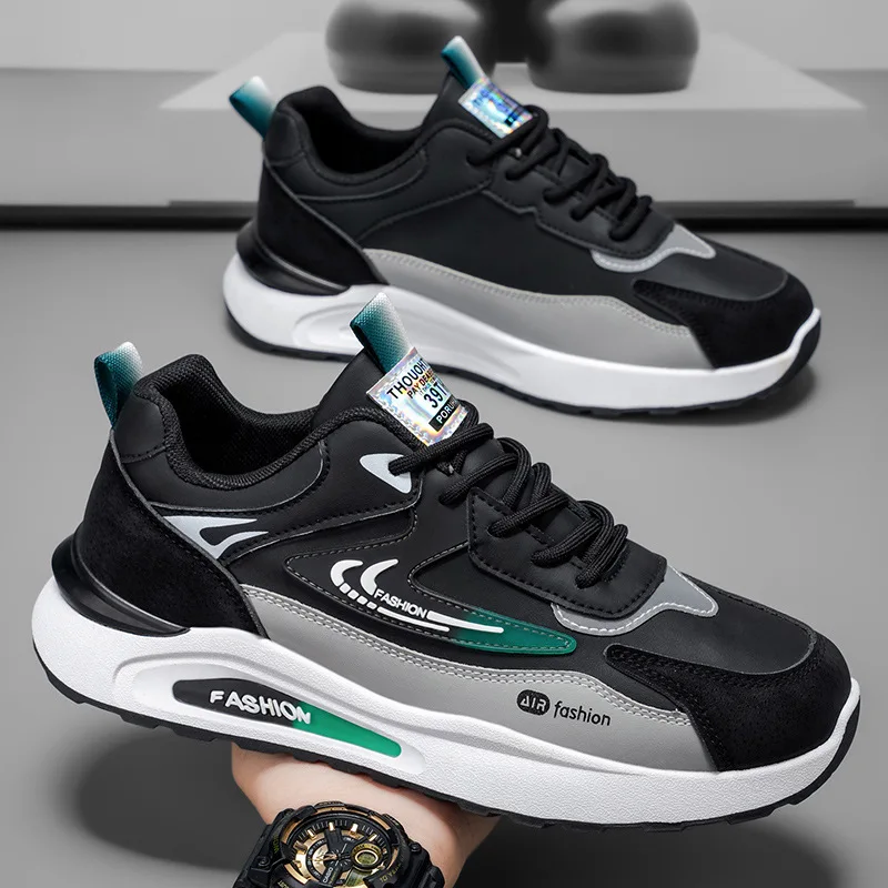 New Men's Shoes for Autumn Leather Waterproof Sports Shoes Trendy and Versatile Casual Shoes Soft-soled Running Men's Sneaker
