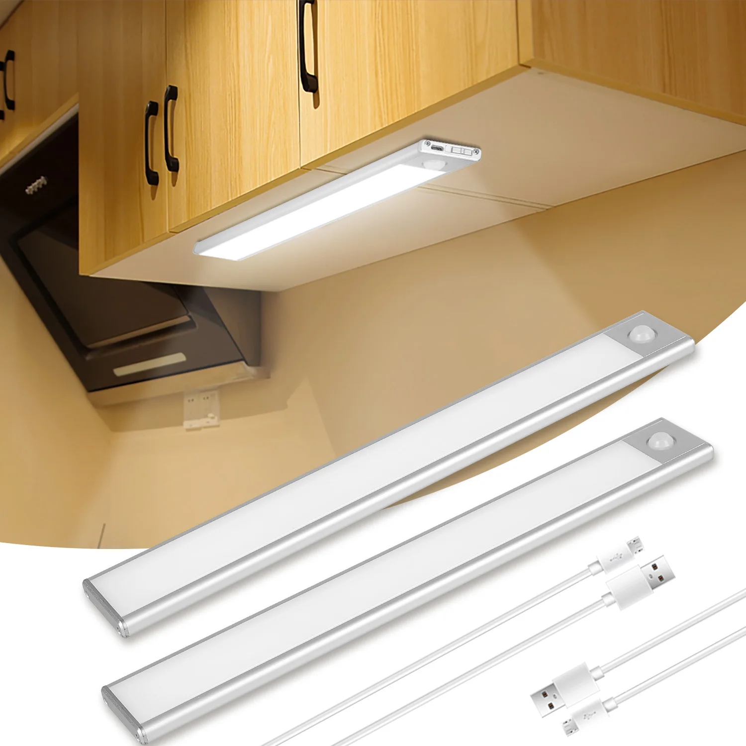 Cabinet Lights Motion Sensor LED Wireless USB Under 3 Color Night Light For Kitchen Cabinet Bedroom Wardrobe Indoor Lighting