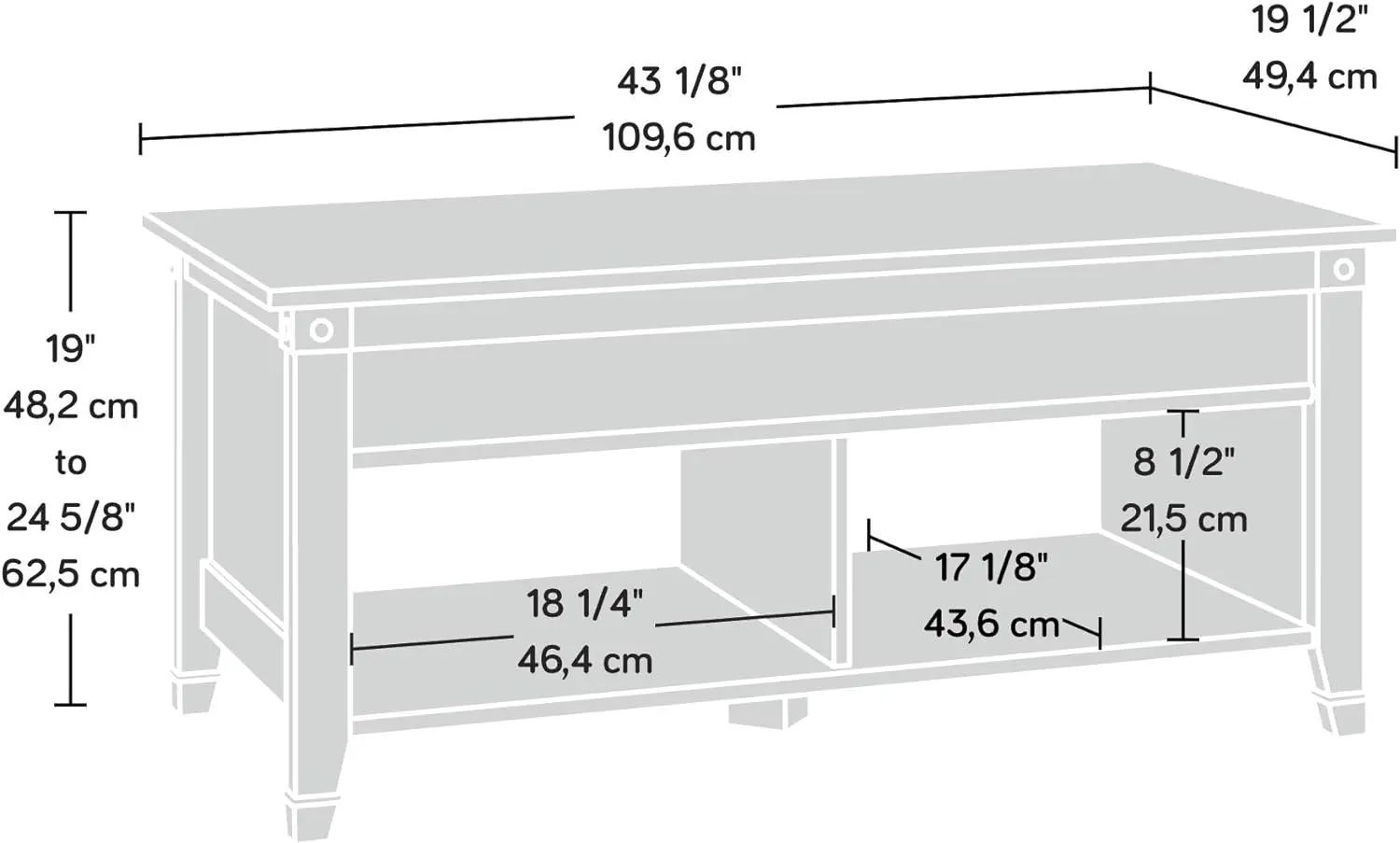 Mesa de centro elevadora Sauder Carson Forge, con acabado de cerezo de los Estados Unidos