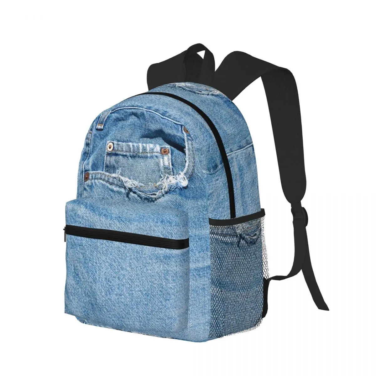 Photograph Of Old Jeans ONLY - Not Real Student Backpack School Bag Hiking Travel Daypack for Men Women Bookbag Shoulder Bags