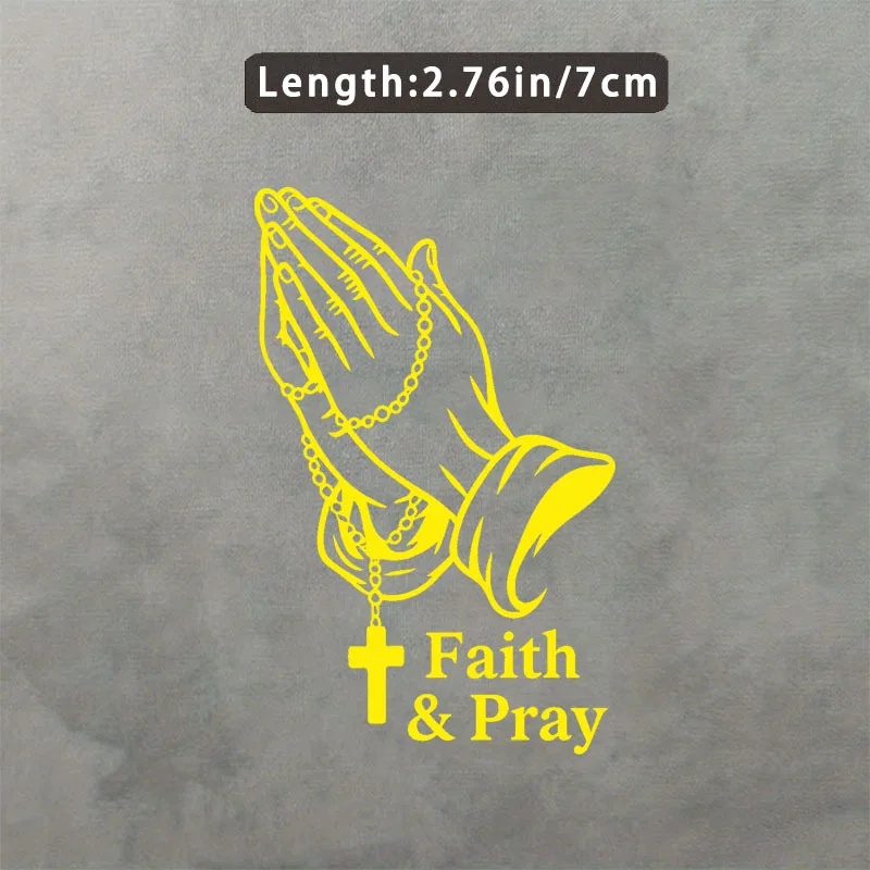 Christian Faith Prayer Hands Cross Sticker Jesus God Vinyl Decal Waterproof Car Mirror Window Bumper Laptop Decor