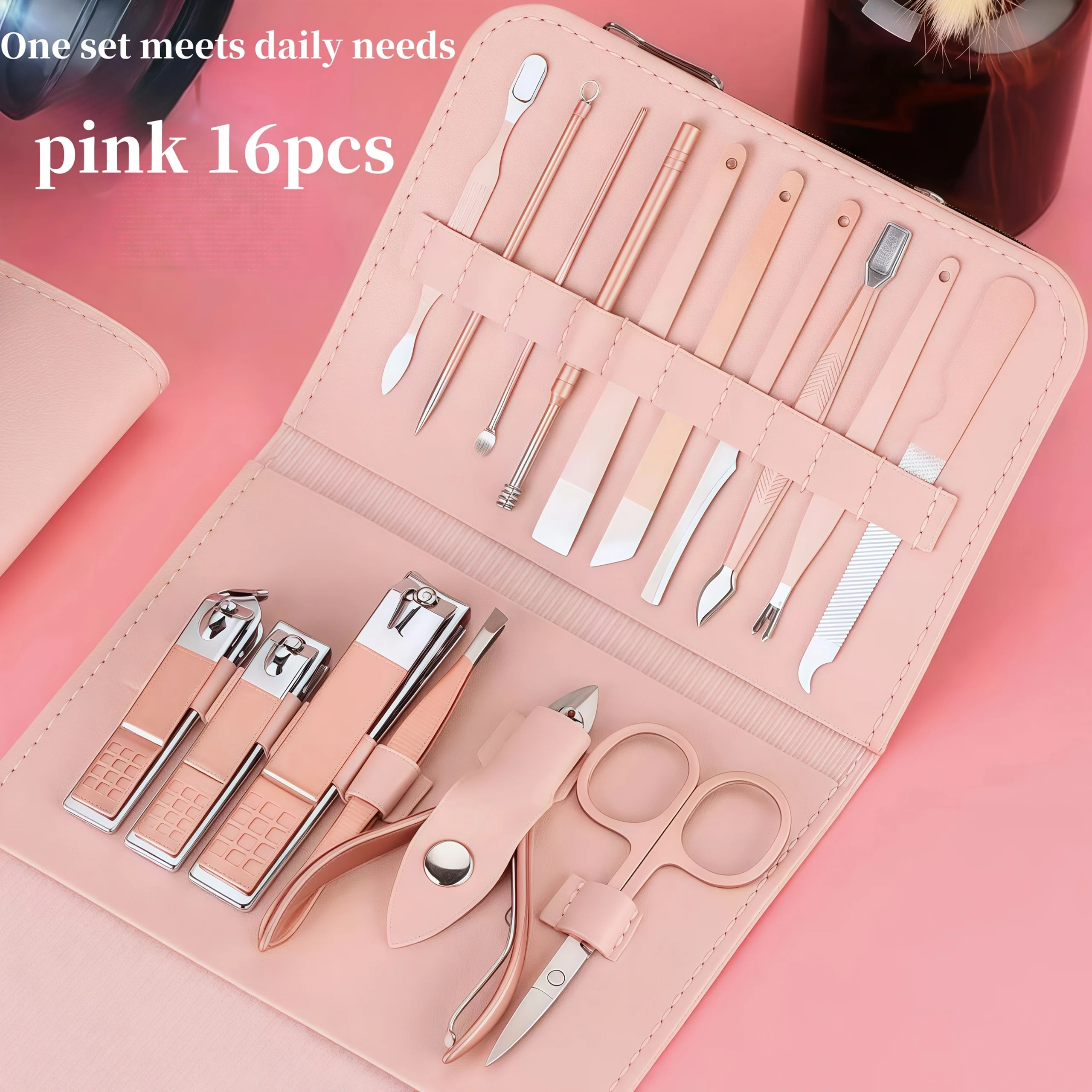 

16pcs nail clipper set, stainless steel nail and foot kit - including nail clippers, keratin pliers, keratin forks
