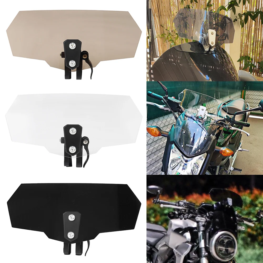 

Motorcycle Windshield Airflow Adjustable Windscreen Extension Wind Deflector Black Universal For BMW Honda Yamaha Suzuki Ducati