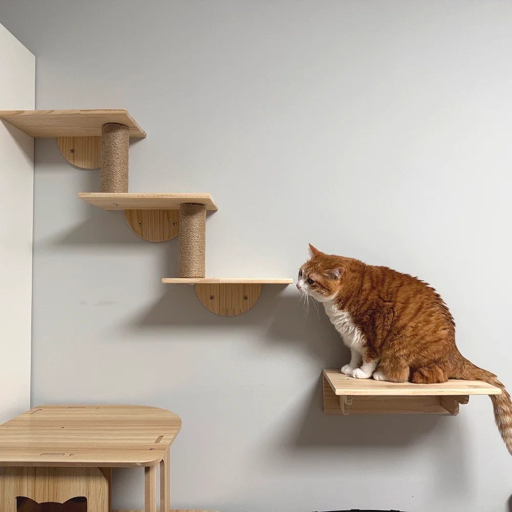 Estantes de escalada montados en la pared para gatos, torre de árbol para gatos, rascador de Sisal, escaleras, hamaca, casa escondida, cama, interior, gimnasio, muebles para mascotas