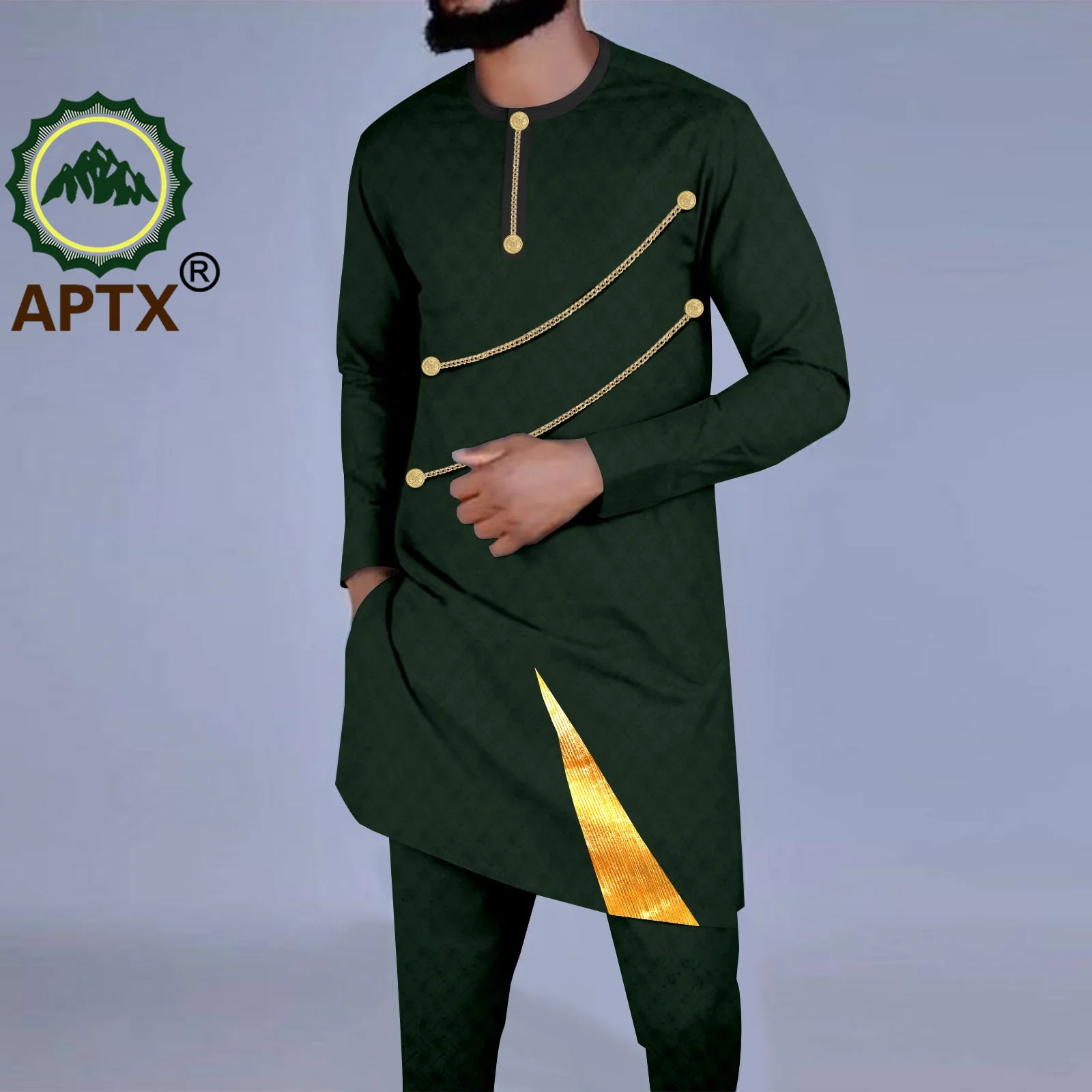 African Clothes for Men Traditional Dashiki Patchwork Long Sleeve O-neck Shirt and Pants Blazer Suit Daily Wedding A2316047