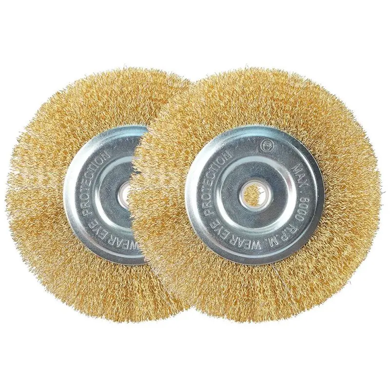

AB34-2PCS 6-дюймовый латунный проволочный круг для настольного шлифовального станка, мелкоячеистая проволочная щетка с хвостовиками 1/2" и 5/8"