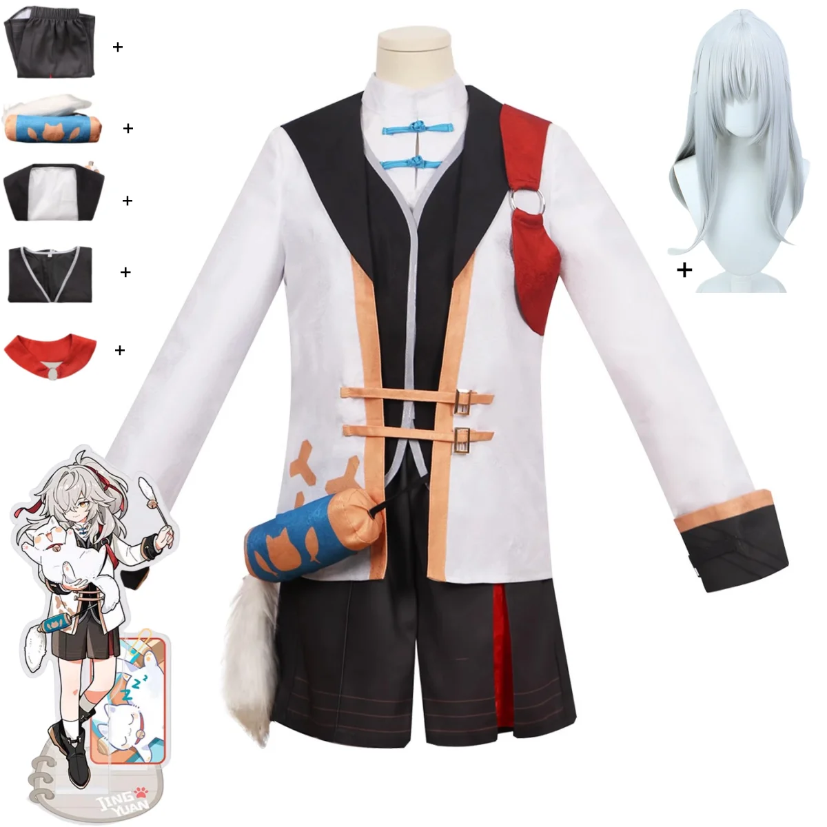 Game Honkai: Star Rail Jing Yuan Cosplay Costume New Skin Little Cat Collection Wig Uniform Coat Man Halloween Carnival Suit