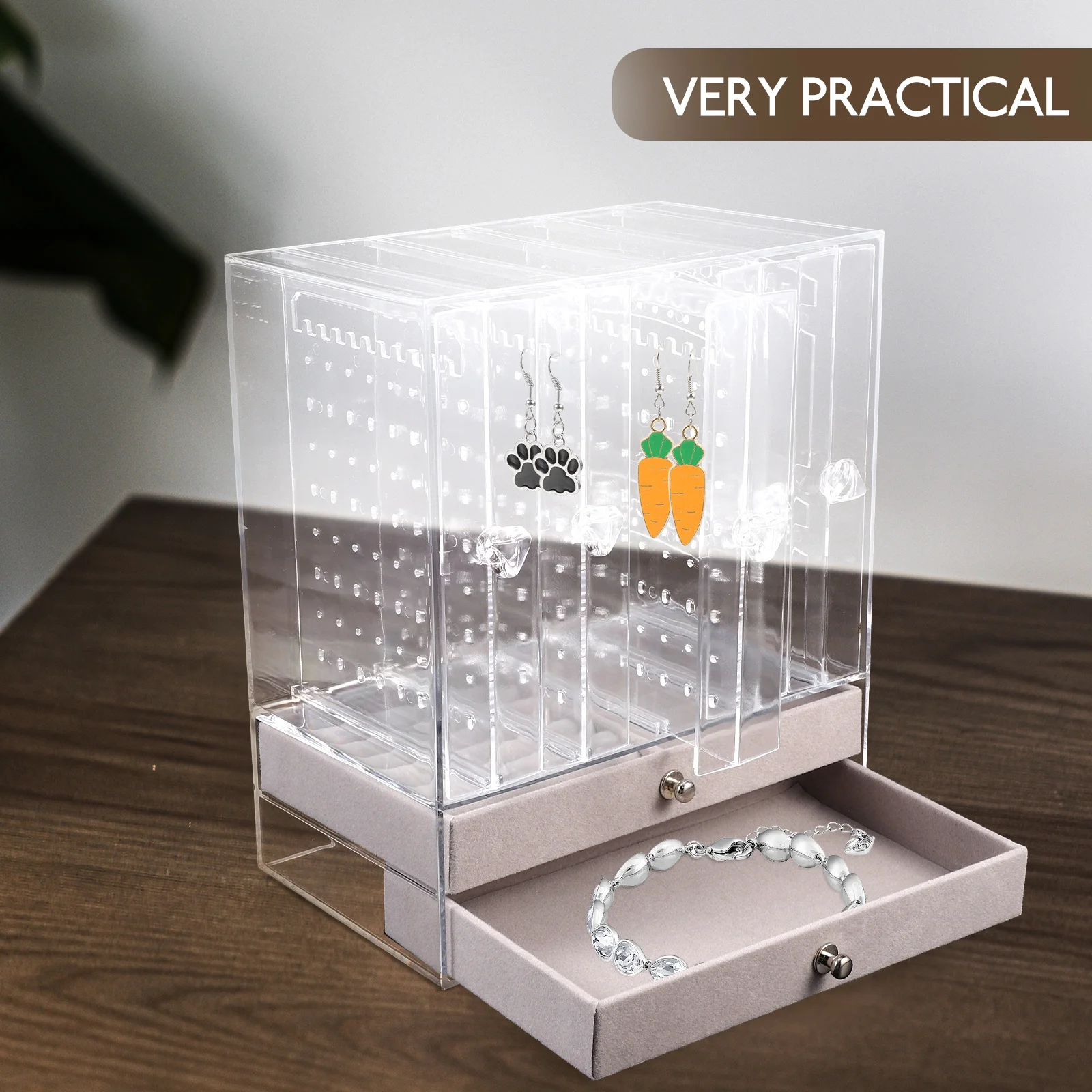 

Drawer Jewelry Acrylic Storage Jewelry Holder Drawer Case Necklace Earrings Container Holder Display St Desktop ganizer
