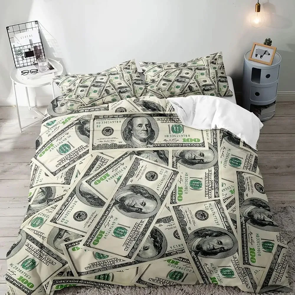 

Luxury Money Duvet Cover, Black Bedding Set, Dollar Bill Comforter Quilt Cover, Bedroom Decor for Men, 2 Pillow Shams 3 Pieces