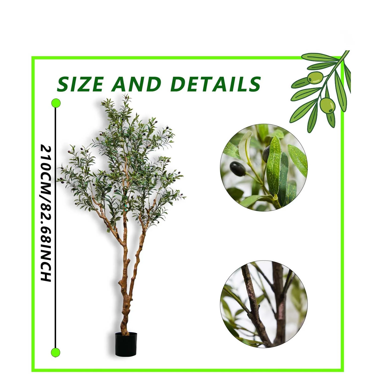 210cm 82.68inch Artificial Oli - Ficus Lyrata Tree recension och pris