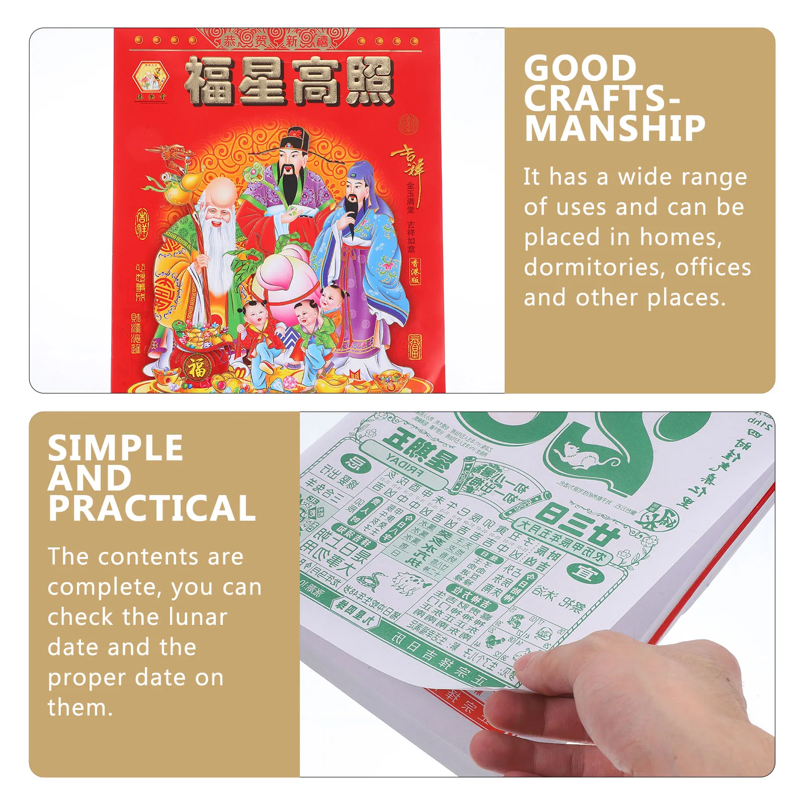 

Calendar Wall Household Traditional China Chinese Style Daily Choose Auspicious Office