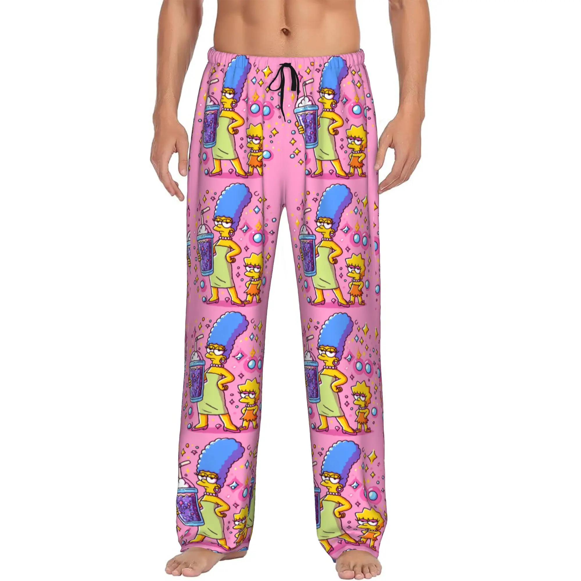 Custom Men S-Simpsonsed Anime Pajama Pants Print Bart Homer Lisa Cartoon Sleep Sleepwear Bottoms with Pockets