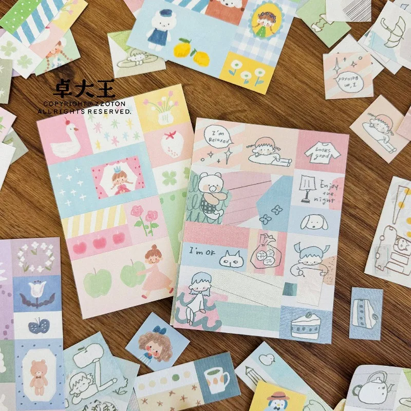 Zzoton 40 feuilles/sac Blocs de couleur illisibles Papier Conqueror Matériaux de collage Mémo DIY Scrapbooking Papier à messages littéraires