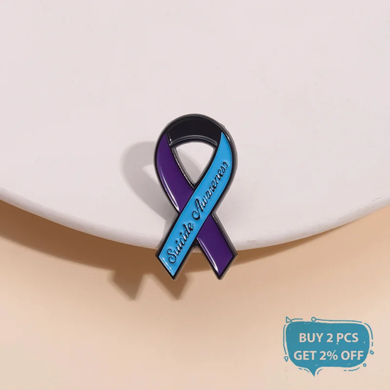 Suicide Awareness Ribbon Enamel Pin Mental Health Illness Warrior Brooch Lapel Backpack Badge Jewelry Accessories view 2