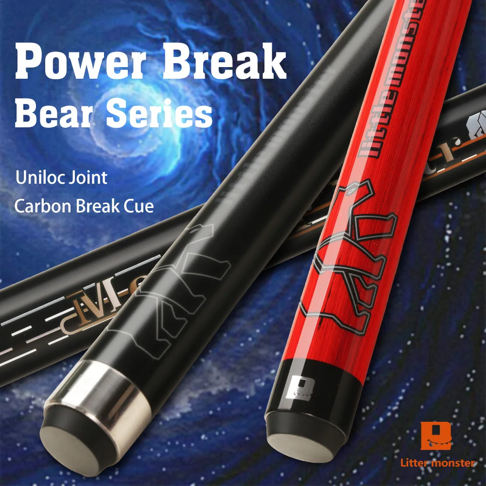 Palo de taco de billar de fibra de carbono Little Monster Bear, Power Break, punzón de patada, billar, 12,9 mm, 55"
