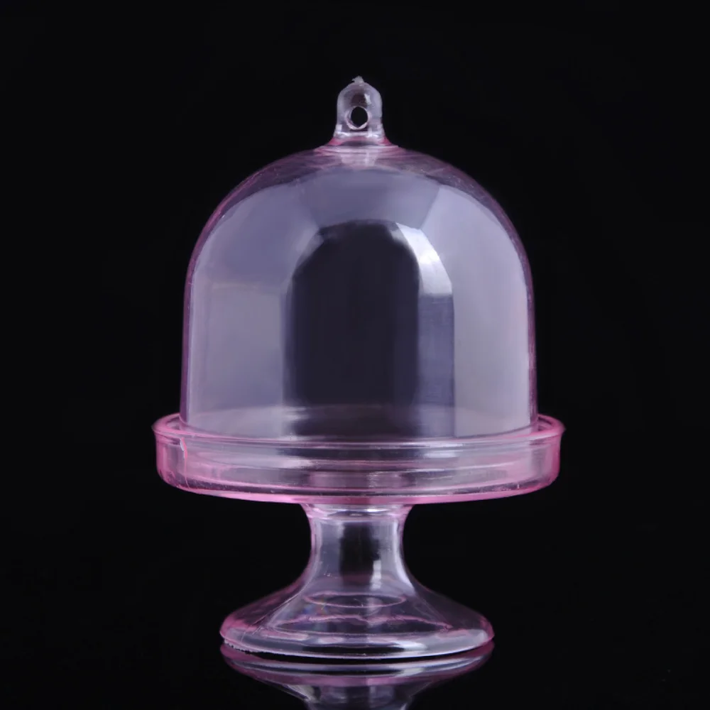 1pcs Mini Cupcake Stand Plates with Lid Clear Plastic Candy Display Stand Birthday Party Wedding Decorations Christmas Supplies
